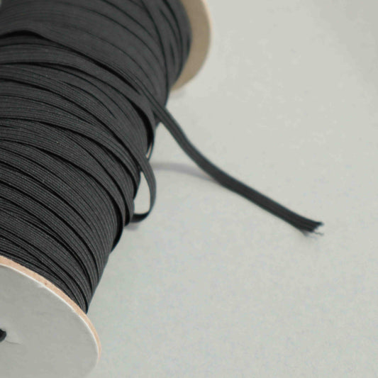 5mm Braided Flat Elastic Band - Black (10m)